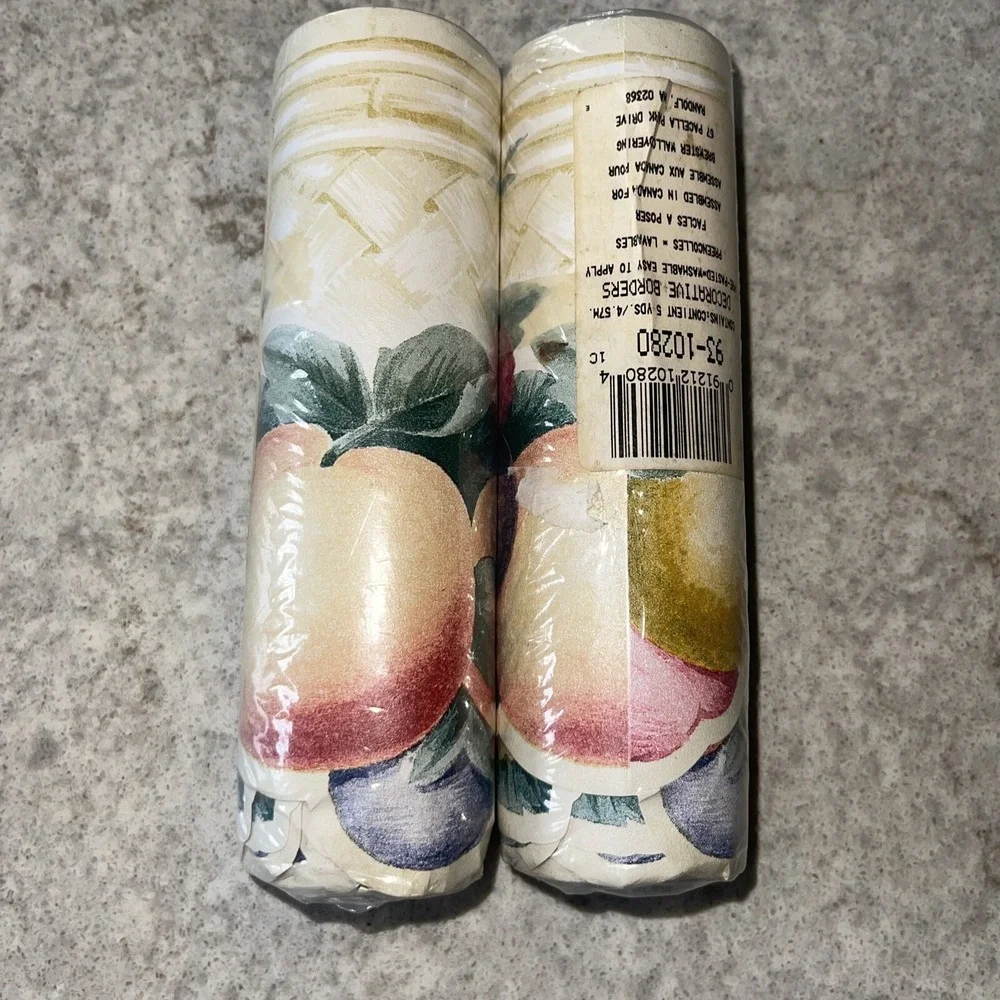Vintage Fruit Border x2 Wallcoverings Wallpaper Apple Pear raspberries flowers +